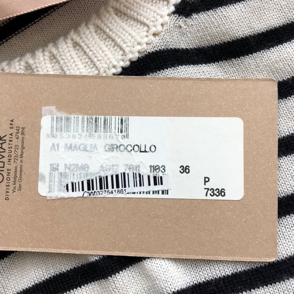 No. 21 White Black Striped Wool/Silk Blend Sweater - Picture 7 of 10